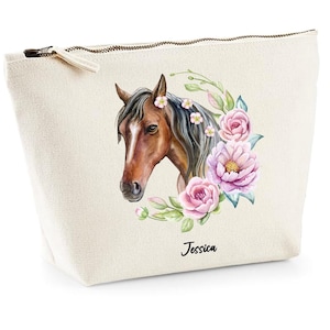 Cadeau équitation, pochette cheval personnalisée pour fille