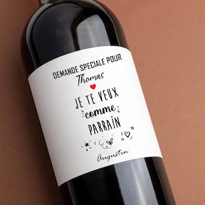 Godfather bottle label, baptism gift, will you be my godfather, godfather announcement, godfather request
