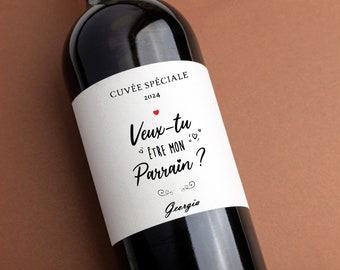Étiquette Bouteille "Demande Parrain" Originale - Pour Vin, Champagne Ou Bière, Idée Cadeau Personnalisée