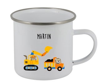 Personalisierte Kindertasse, Emaille-Kindertasse, Kindergarten-Kindertasse, Vorname-Kindertasse, anpassbare Kindergarten-Tasse