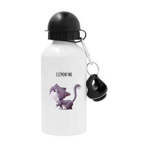 Personalized children&#39;s water bottle, customizable children&#39;s bottle, reusable first name water bottle, cat children&#39;s water bottle
