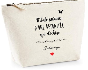 Cadeau départ en retraite femme, pochette personnalisée retraitée
