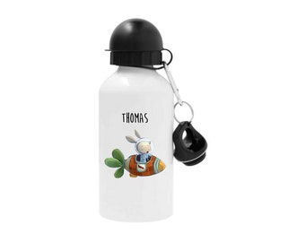Personalized child water bottle, rabbit water bottle