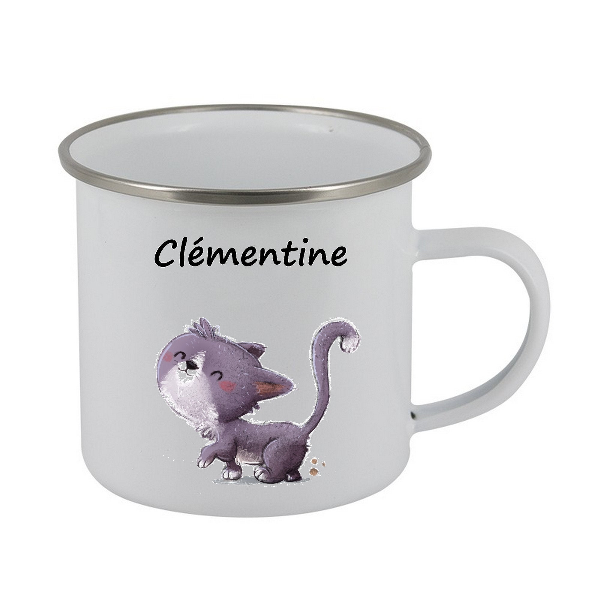 Gobelet Personnalisé Enfant, Tasse Mug Émaillé, en Émail, Personnalisée, Verre Enfant Personnalisabl
