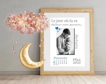 Godfather gift personalized poster, personalized baptism poster