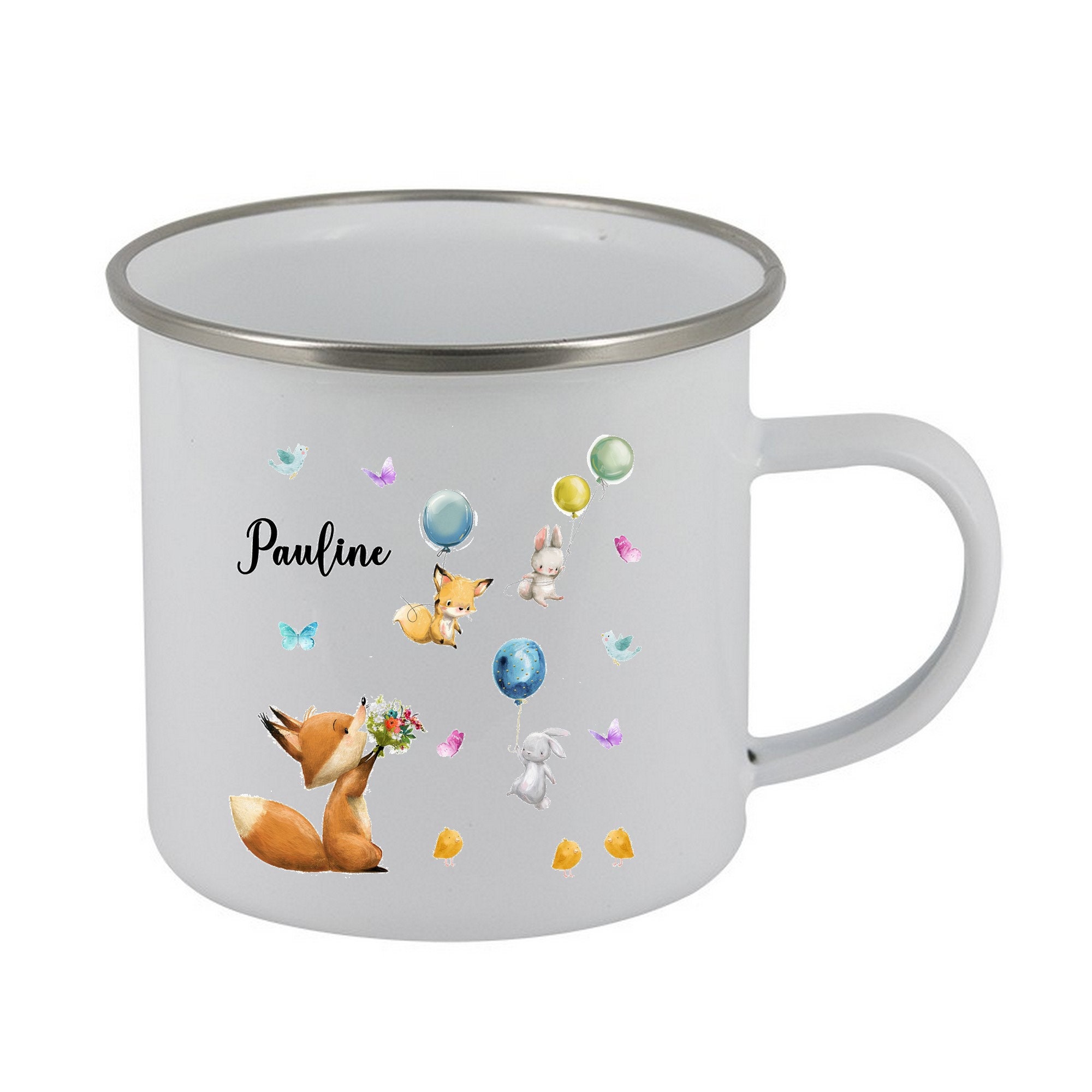 Gobelet Personnalisé Enfant, Tasse Mug Émaillé, en Émail, Personnalisée, Verre Enfant Personnalisabl