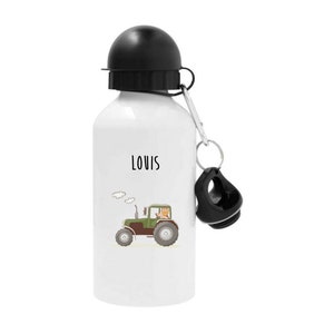 Personalized children&#39;s water bottle, customizable children&#39;s bottle, reusable first name water bottle, tractor children&#39;s water bottle