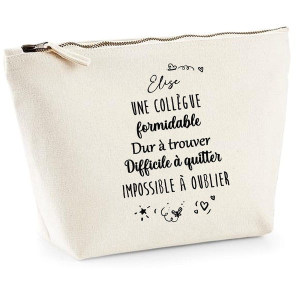 Pochette collègue, cadeau collègue de travail, trousse collègue personnalisée, super collègue, cadeau pot de départ collègue