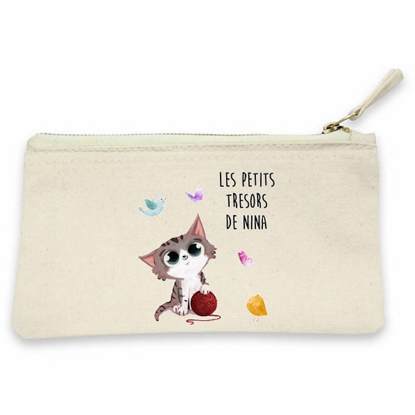 Trousse personnalisée école, trousse personnalisable enfant, trousse chat