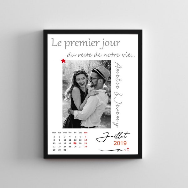 Affiche personnalisée couple, cadre personnalisé, cadeau couple, cadeau rencontre