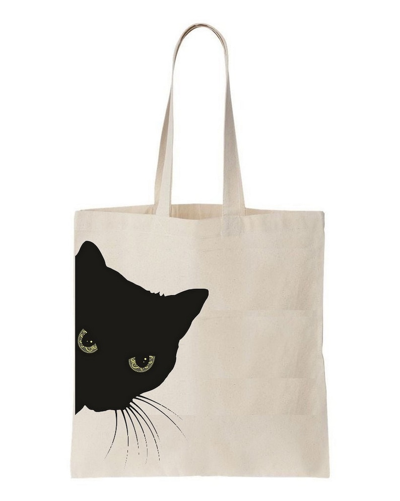 cotton bag cotton bag Black Cat tote bag canvas bag cat bag tote bag