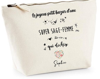 Pochette sage femme personnalisée, cadeau sage femme