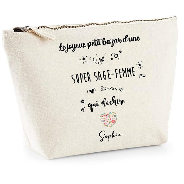 Pochette sage femme personnalisée, cadeau sage femme