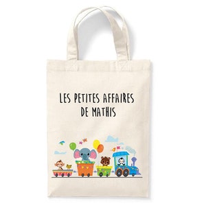 Petit tote bag enfant personnalisé 18x24cm, mini tote bag école maternelle, sac pour la crèche, sac à doudou