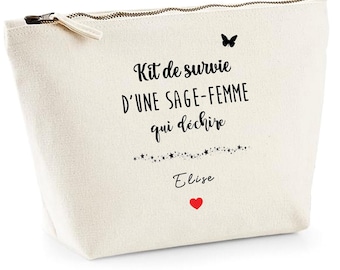 Pochette sage femme personnalisée, cadeau sage femme