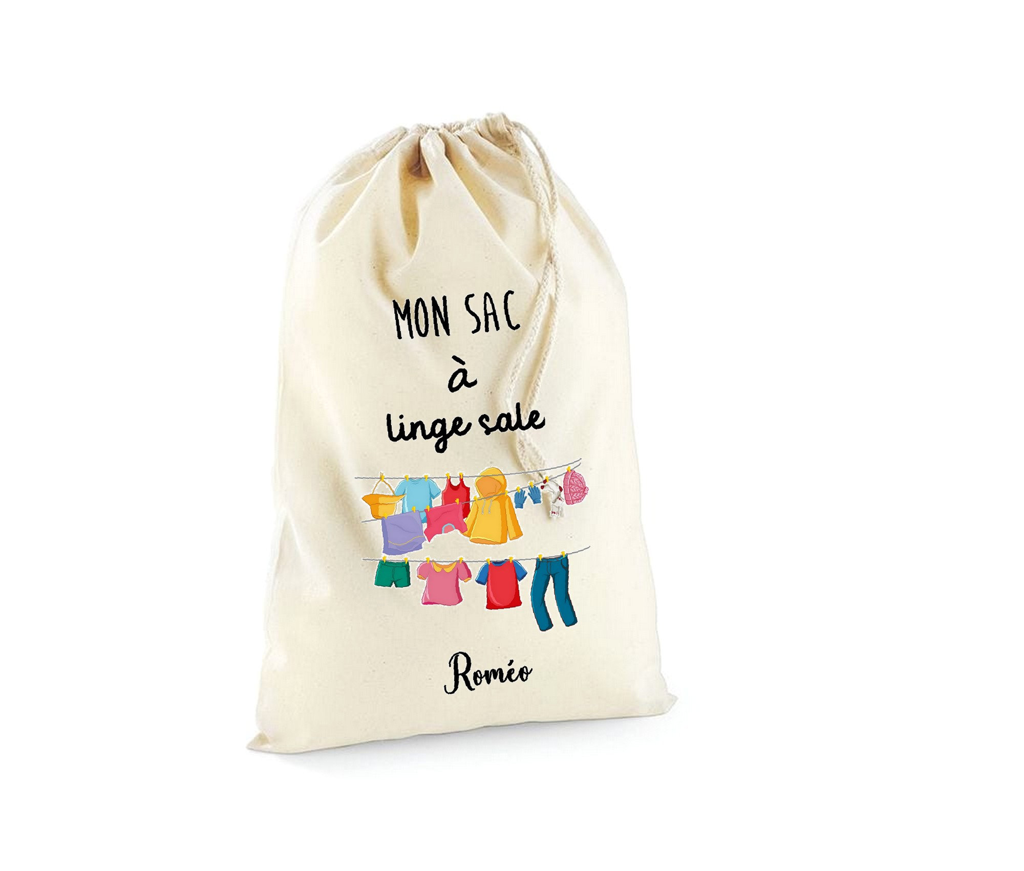 Sac à linge sale brodé très utile pour le voyage ou pour aller au pressing