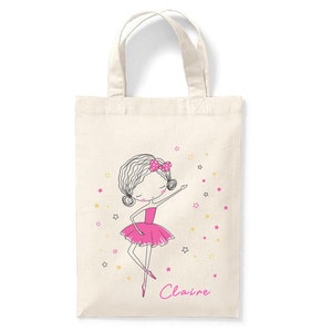 Petit tote bag enfant personnalisé 18x24cm, sac enfant prénom, tote bag école maternelle, sac crèche, sac à doudou, sac danseuse