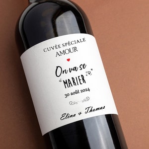 Wedding bottle label, we're getting married, wedding announcement, union announcement, personalized wine bottle label