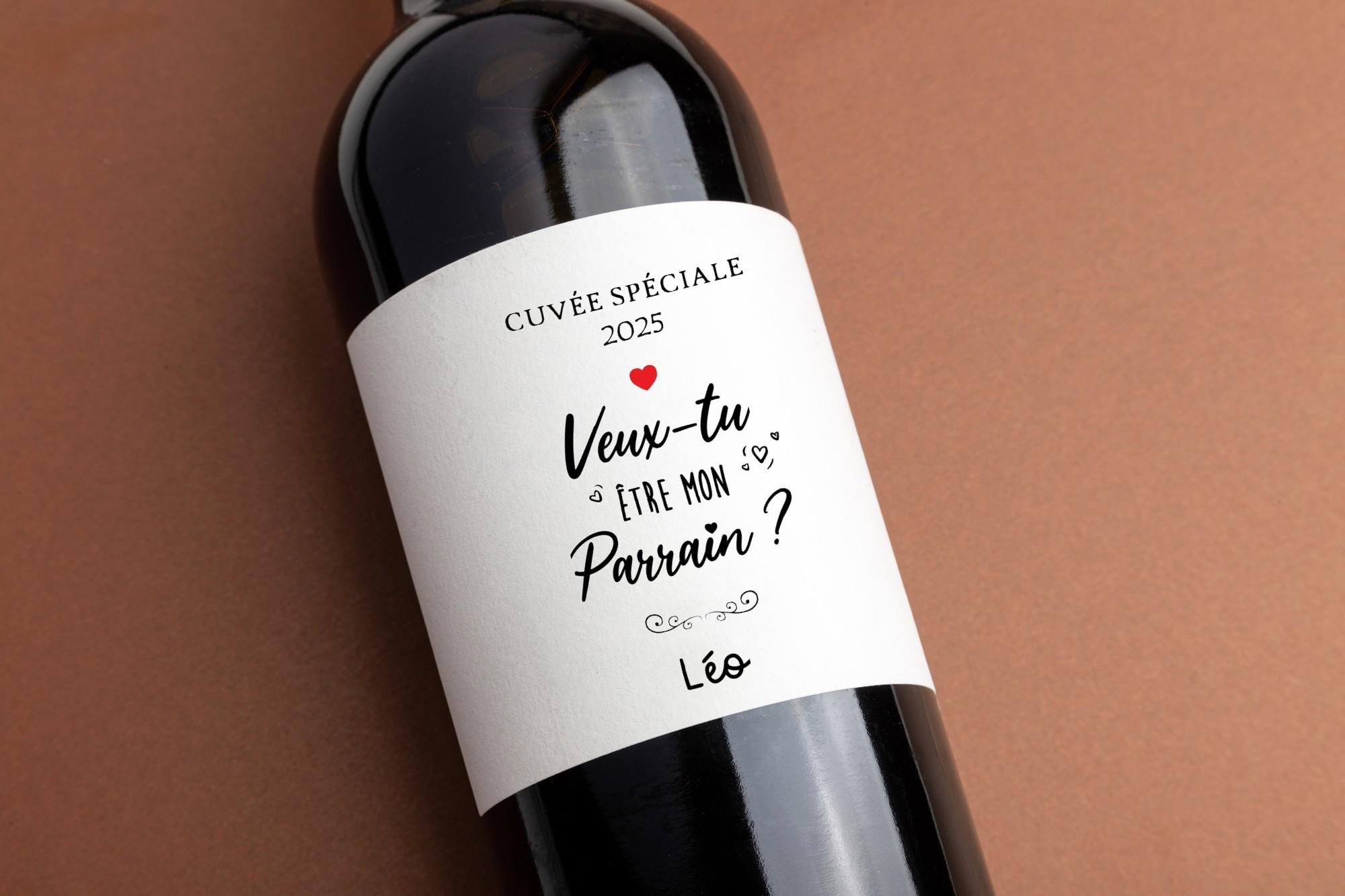 Étiquette Bouteille Parrain Manahia - "Veux-tu être Mon Parrain ?" - Annonce Naissance Originale