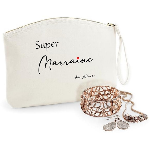 Cadeau marraine, pochette marraine personnalisée, cadeau baptême