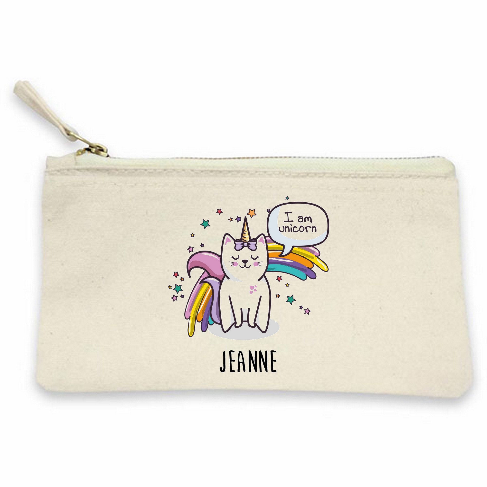Trousse École, Trousse Enfant, Enfant Personnalisée, Personnalisable, Crayon, Scolaire, Chat Licorne