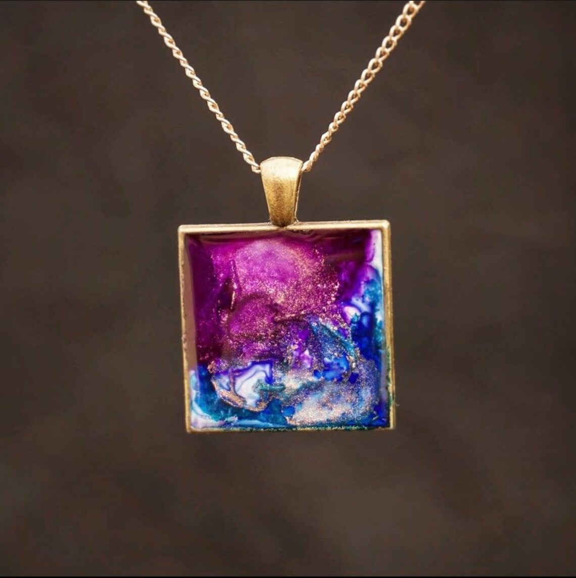 Resin necklace pendant Etsy
