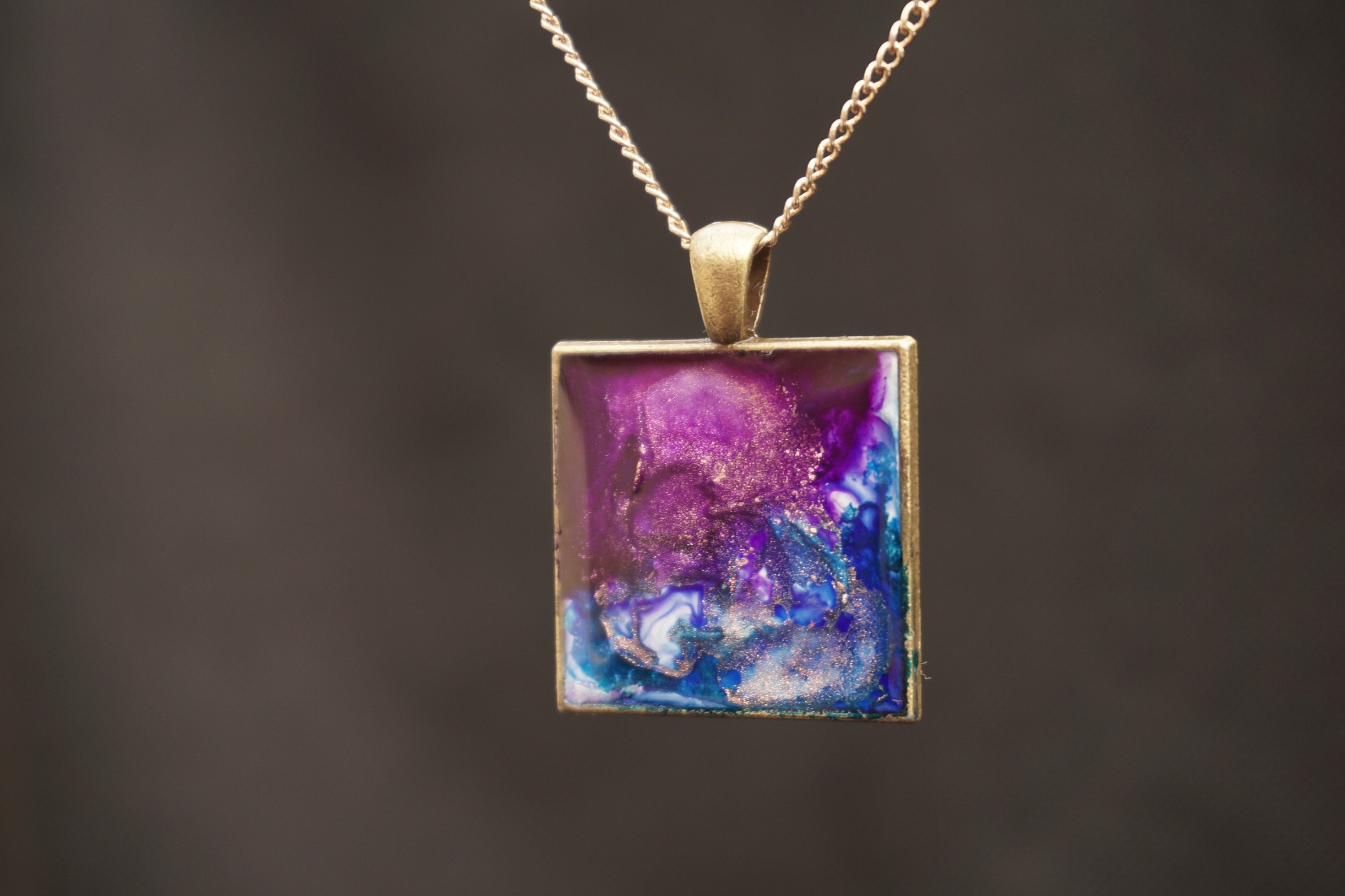 Resin necklace pendant Etsy