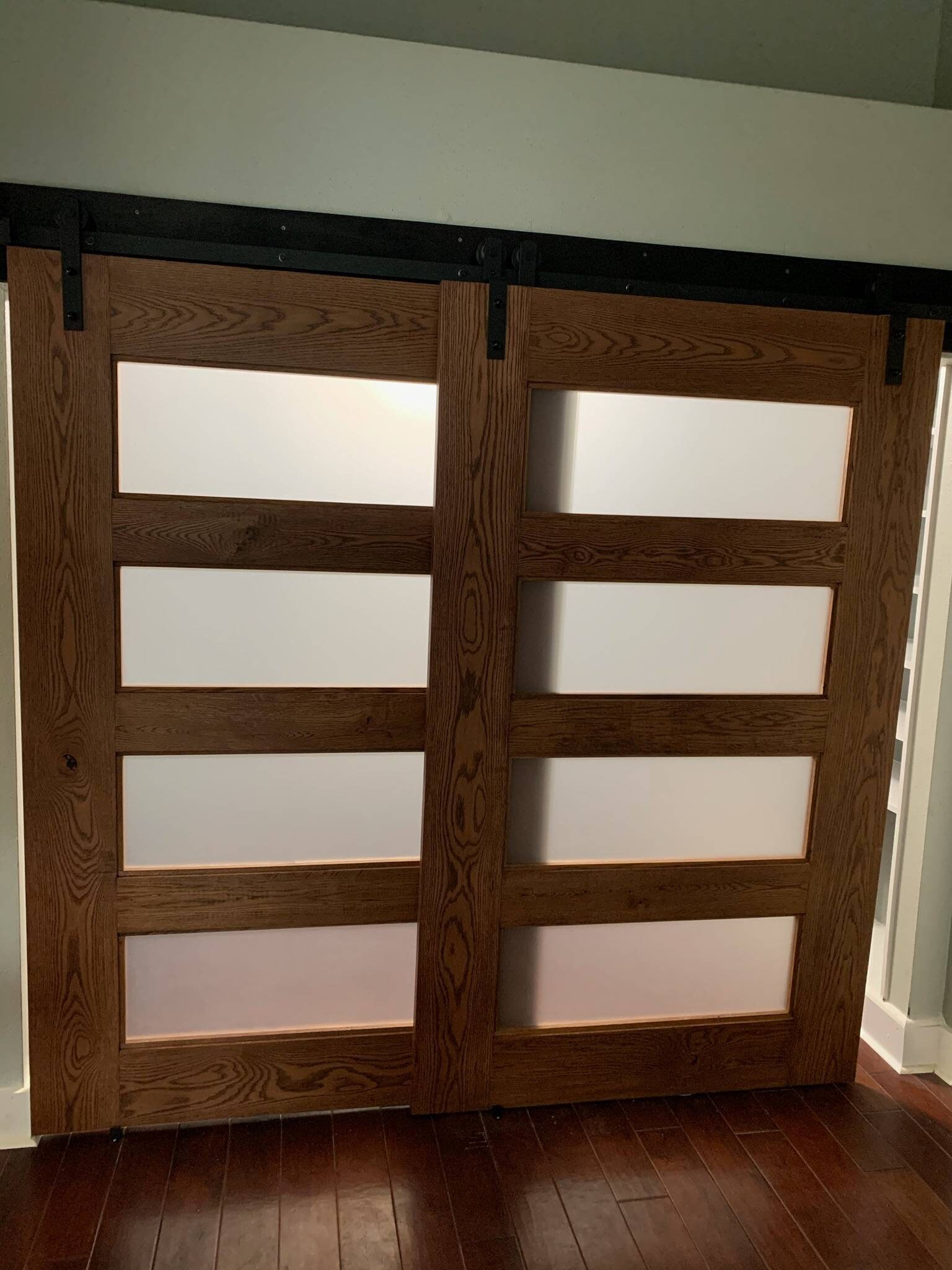 Four Panel Stained Glass Barn Door Single Door Etsy