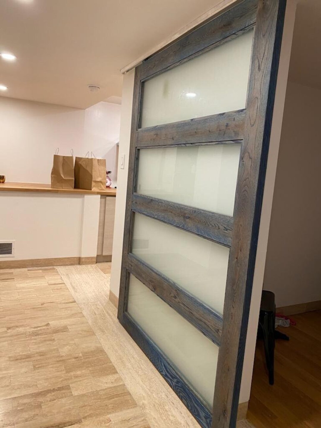 Four Panel Stained Glass Barn Door Single Door Etsy