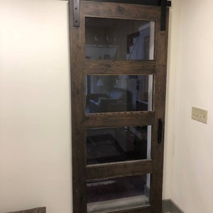Four Panel Stained Glass Barn Door Single Door