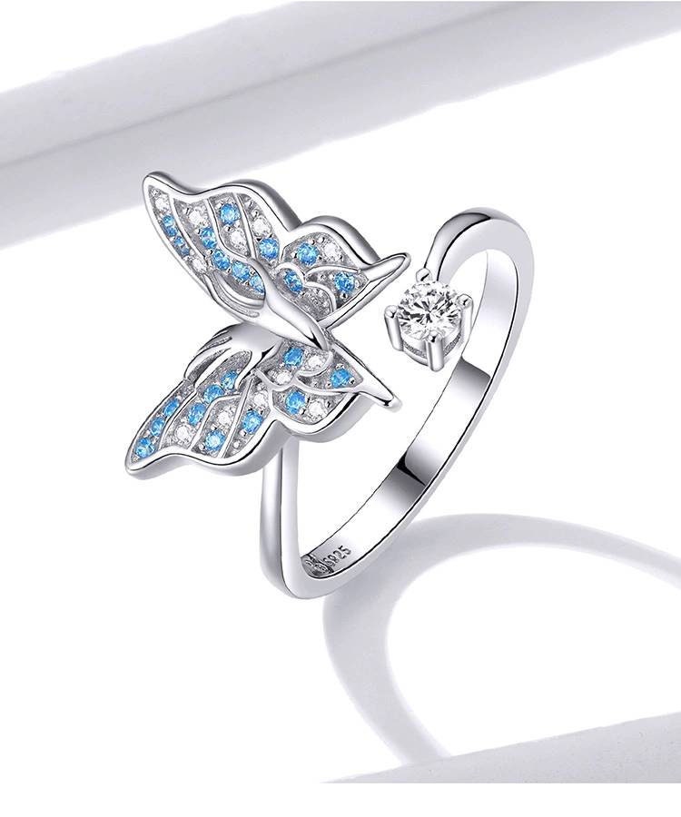 Butterfly Blue 925 Sterling Silver Adjustable Ring Butterfly - Etsy