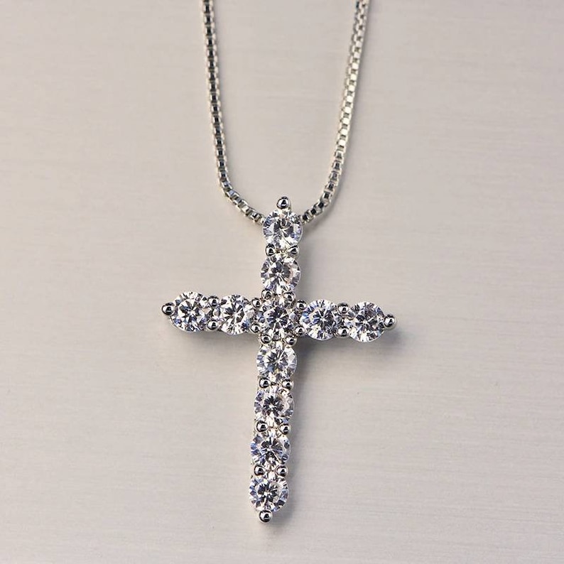 925 Sterling Silver Cross Necklace Silver Cross Pendant Gift - Etsy