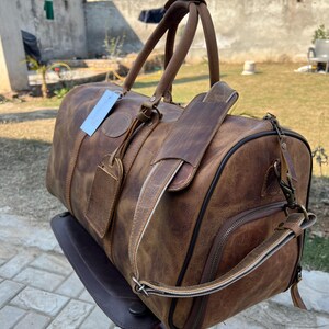 Handgemachte Top Grain Rindsleder Seesack, Vintage Reisegepäck (24 "x 11" x 11 ") Bild 7