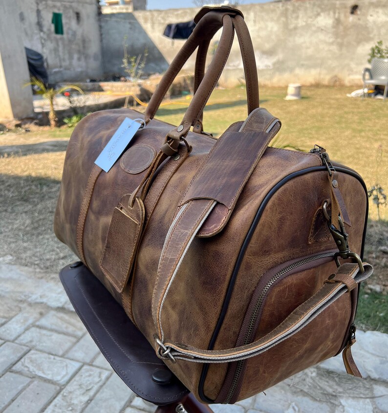 Handgemachte Top Grain Rindsleder Seesack, Vintage Reisegepäck (24 "x 11" x 11 ") Bild 7