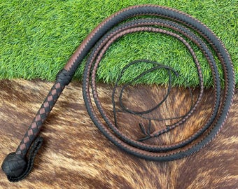 Nylon Bullwhip: Black & Brown Two Tone Indiana Jones Style