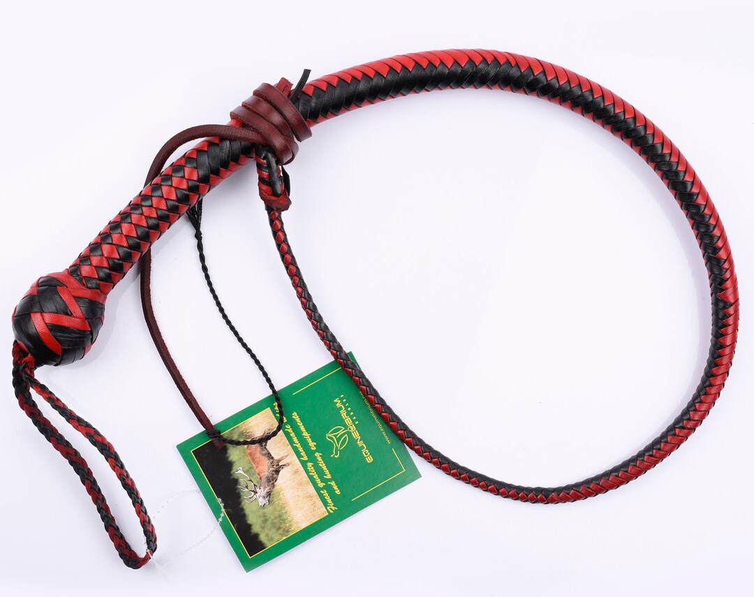 Kangaroo Hide Snake Whip - Shot Loaded Core, 12 Plaits, 4-8 Feet Options