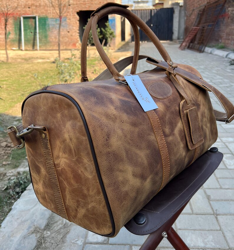 Handgemachte Top Grain Rindsleder Seesack, Vintage Reisegepäck (24 "x 11" x 11 ") Bild 6