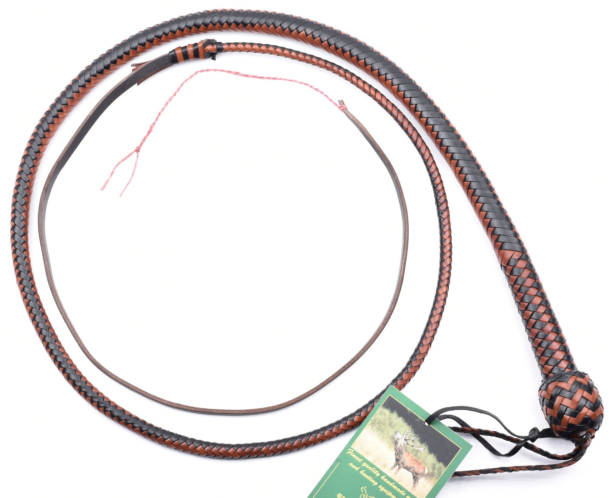 Reit & Fahrsport Sport 2 Foot to 8 Foot 12 Plait Leather bullwhip Self