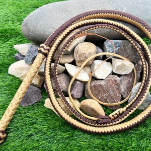 Nylon Bullwhip, brun gyllene: australisk stil, storlek 1,2-3,6 m med 25 cm handtag