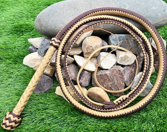 Golden/Brown Nylon Shot Loaded Bullwhip, Australian Style Bullwhip, Indiana Jones Style Bullwhip (Waxed/Unwaxed) by Riaz Matelia Bullwhip