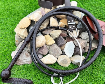 Brandy Kangaroo Hide Bullwhip, 4ft to 12ft, 12 Plait Bullwhip Indiana Jones Styles, By Riaz Matelia Bullwhip
