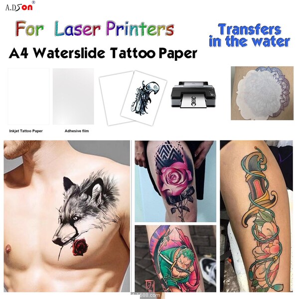 A4 tattoo paper sticker For Laser printer waterproof waterslide decal Temporary Summer Sticker Laserjet Tattoo Paper Printable Temporary