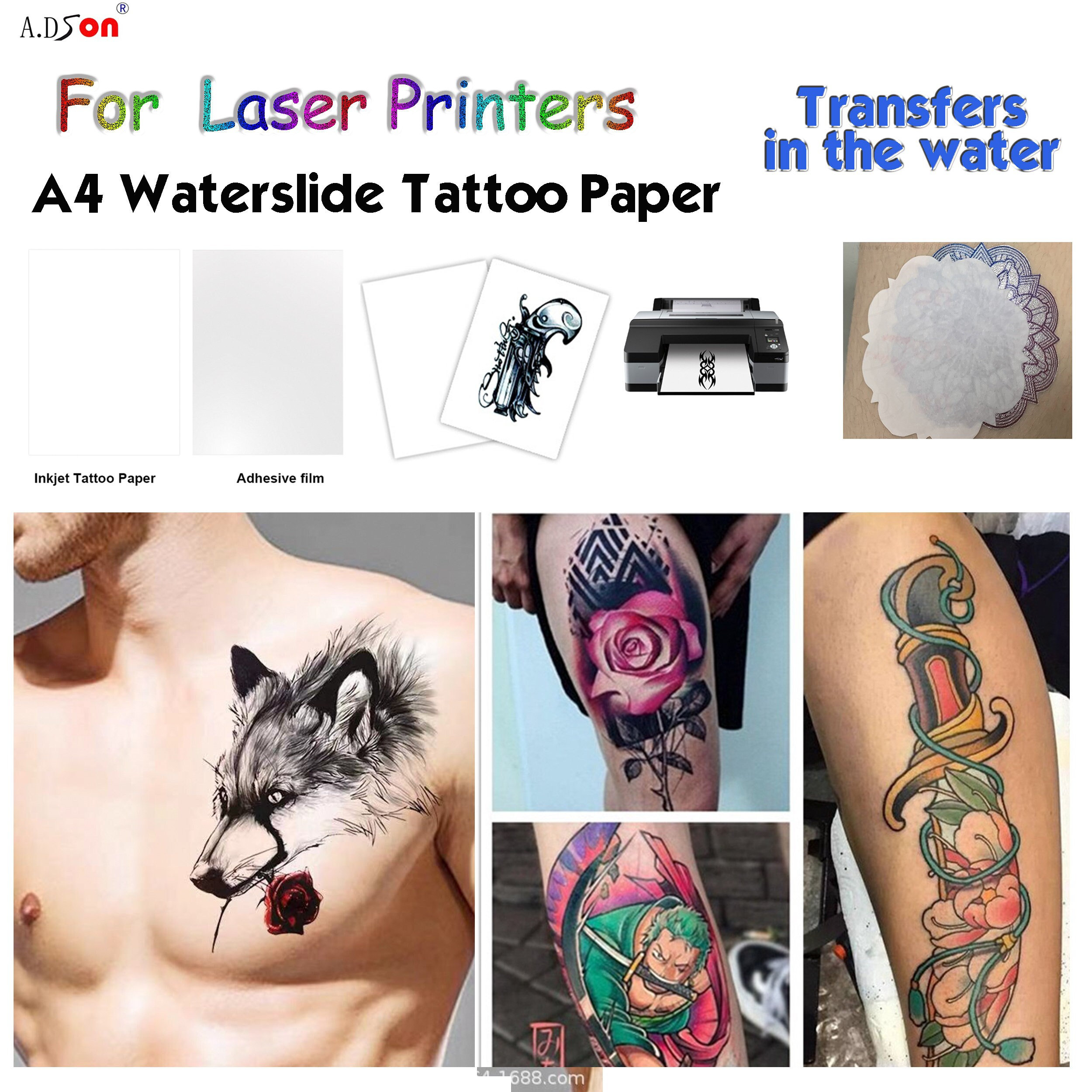 Inkjet Printable Tattoo Transfer Paper Temporary Tattoos, Make Fake Tattoos  for Skin, Decal Plastics, Soaps, Wax, Even Sealed Wood A4 A3 