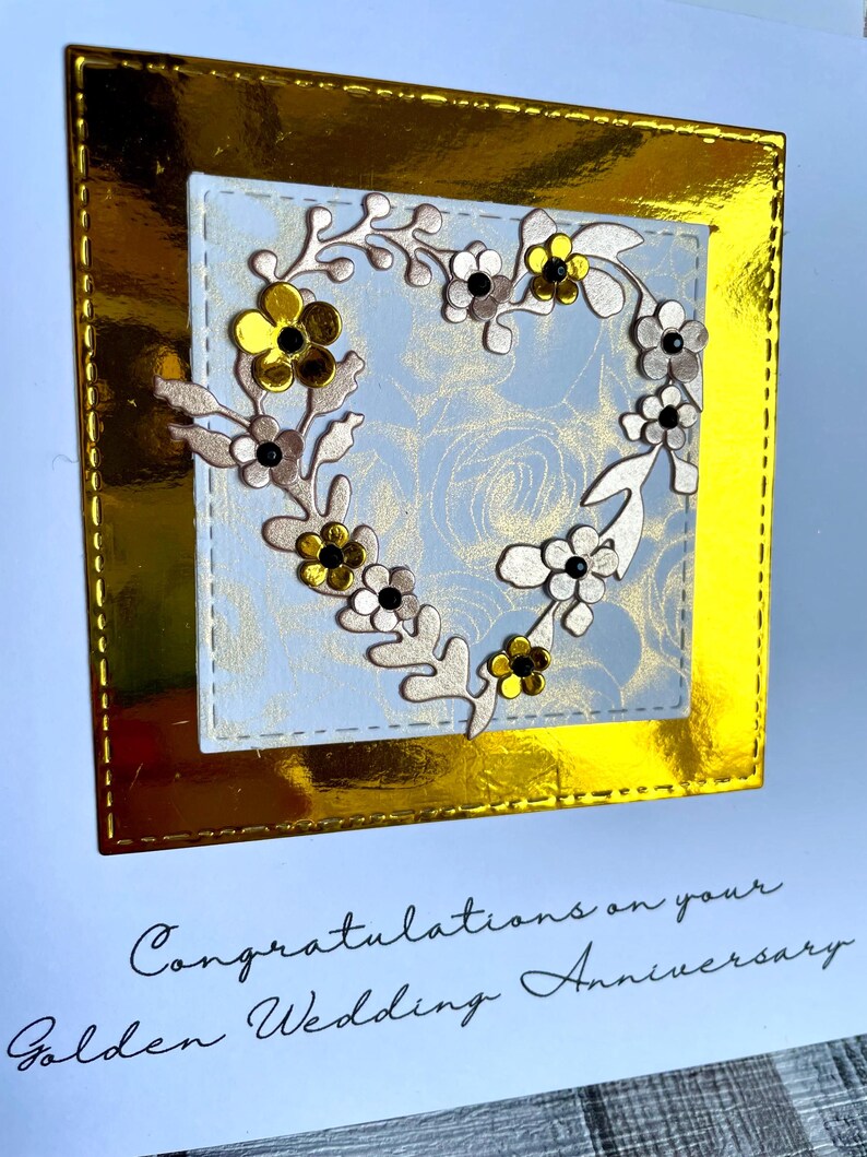Golden Wedding / Silver Wedding Anniversary Card Heart of Flowers - Etsy UK