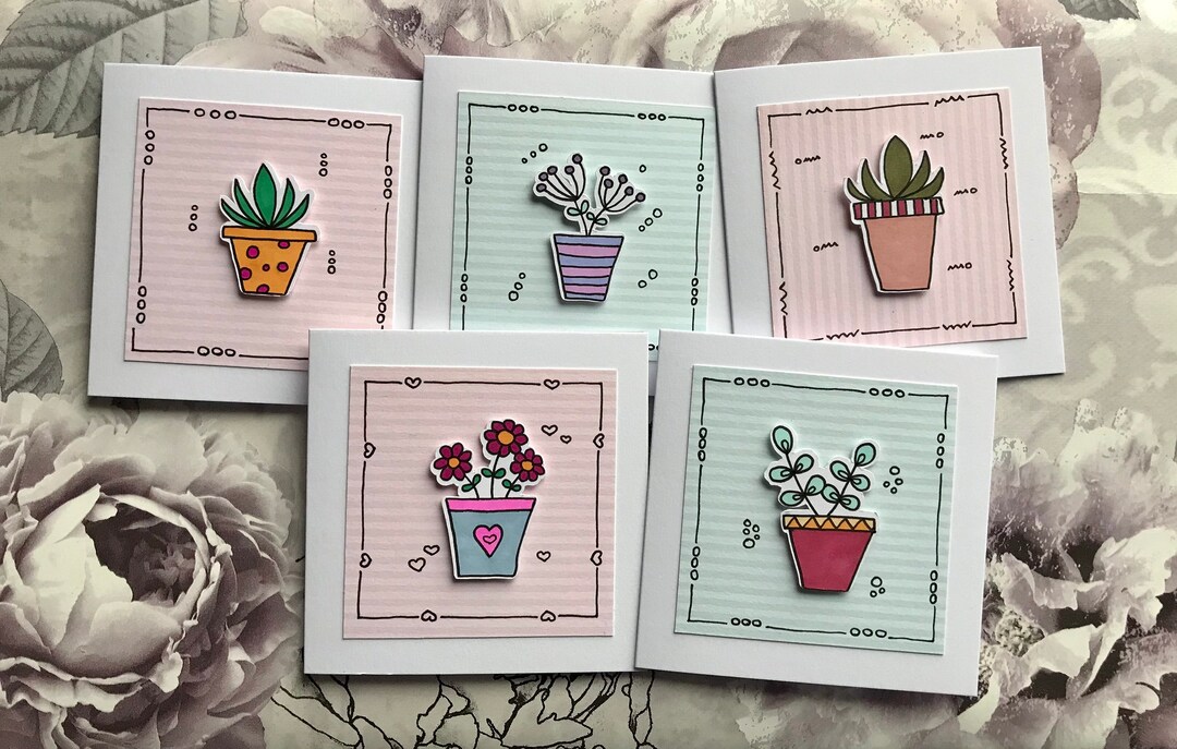 Pot Note Ideas Note Cards Set of 5 Pot Plants - Etsy