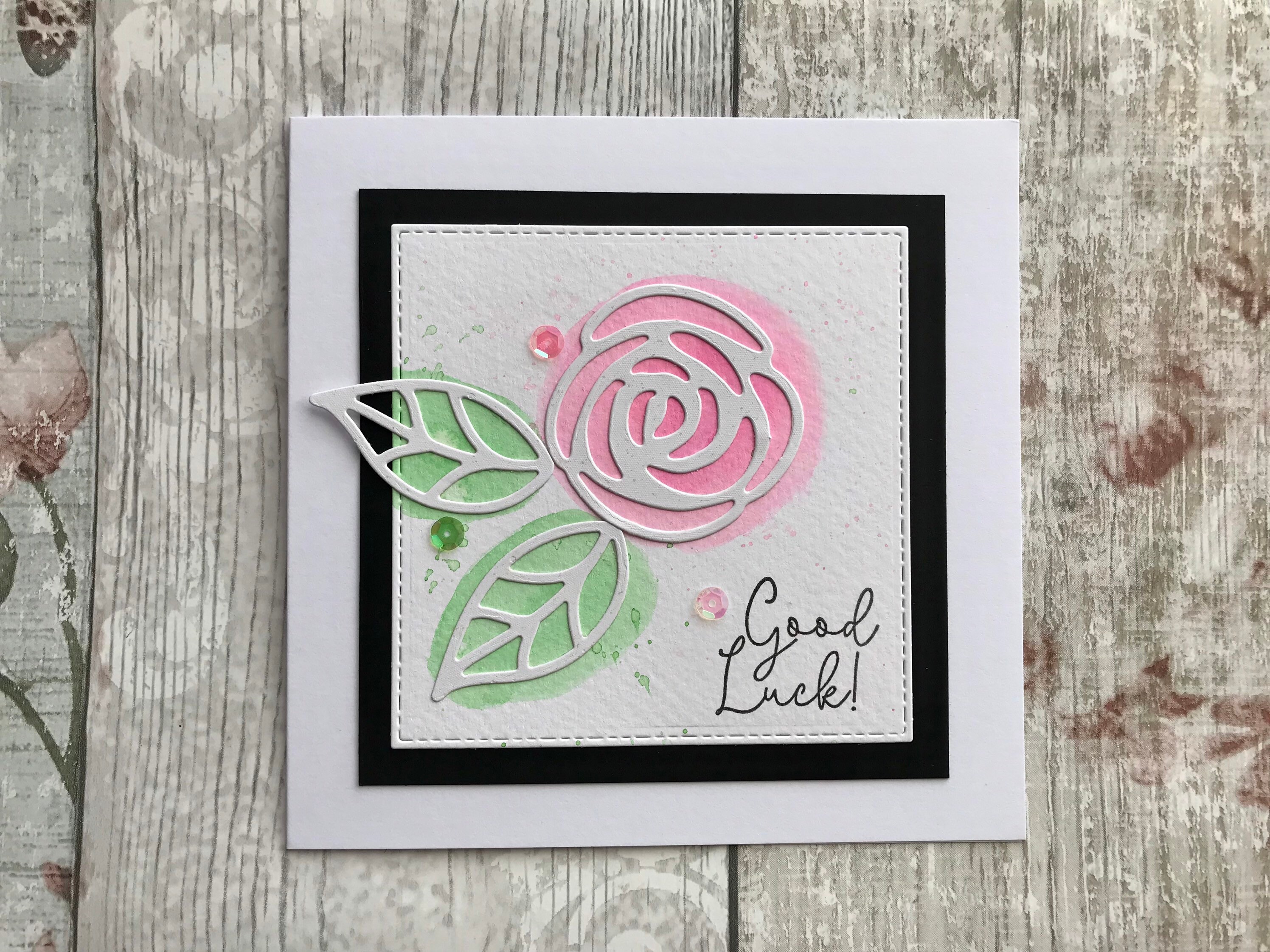 Handmade Good Luck Card Rose Etsy