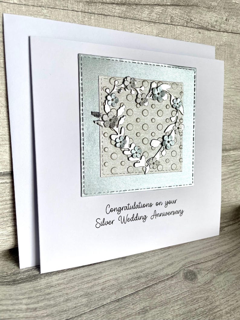 Golden Wedding / Silver Wedding Anniversary Card Heart of Flowers - Etsy UK