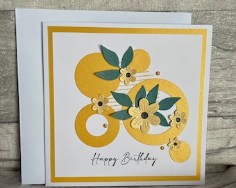 Happy Birthday Card Yellow Flowers