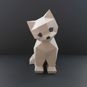 Kitten Papercraft Template, PDF, 3D Paper Model Cat, Home Decor, DIY craft, Papercraft 3D, Pepakura, Low Poly, Paper Sculpture, Animal