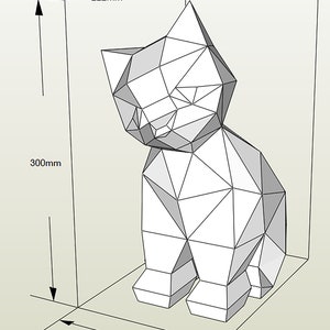 Kitten Papercraft Template, PDF, 3D Paper Model Cat, Home Decor, DIY craft, Papercraft 3D, Pepakura, Low Poly, Paper Sculpture, Animal image 6